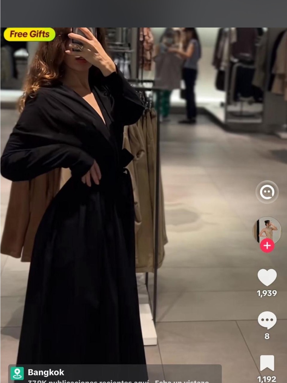 Zara Black Long Sleeve V-Neck Full Maxi Dress - Picture 5 of 5